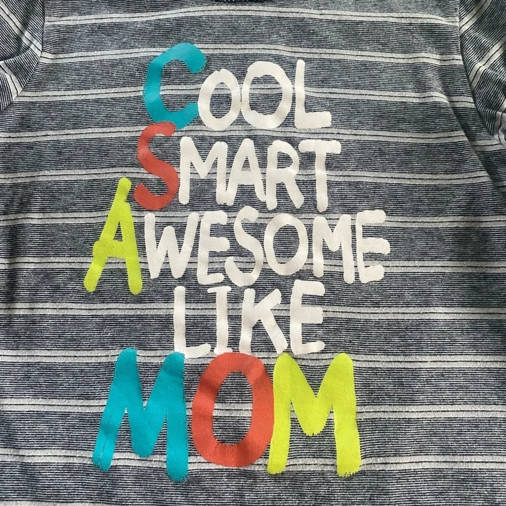 Wounderkids Striped Gray Kids Shirt with Colorful Print size 5T